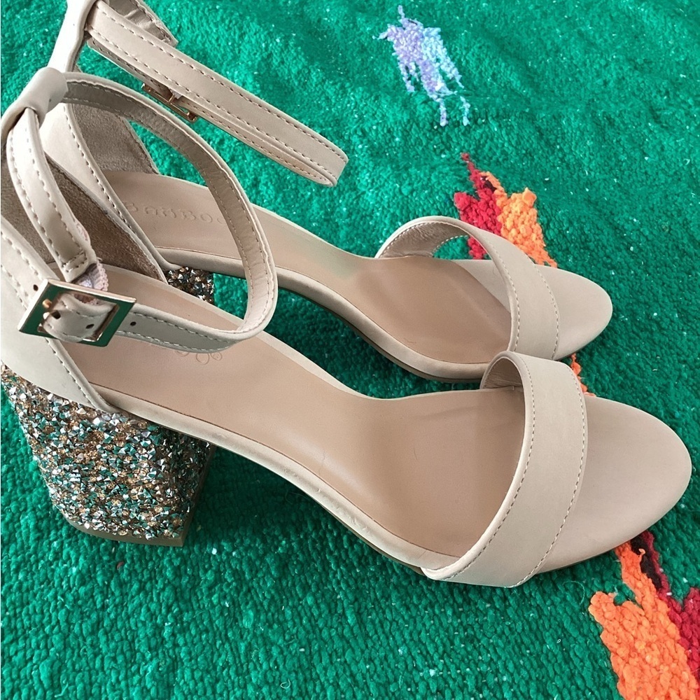Bamboo block glitter heal-ankle strap-SZ 9
